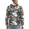 thumbnail image 7 of Uemuo Skulls Roses Pattern Women's Hoodie with Eye-catching Drawstrings- Casual Pullover Hoodie with Kangaroo Pocket, Stylish Hooded Sweatshirt-Large, 7 of 7