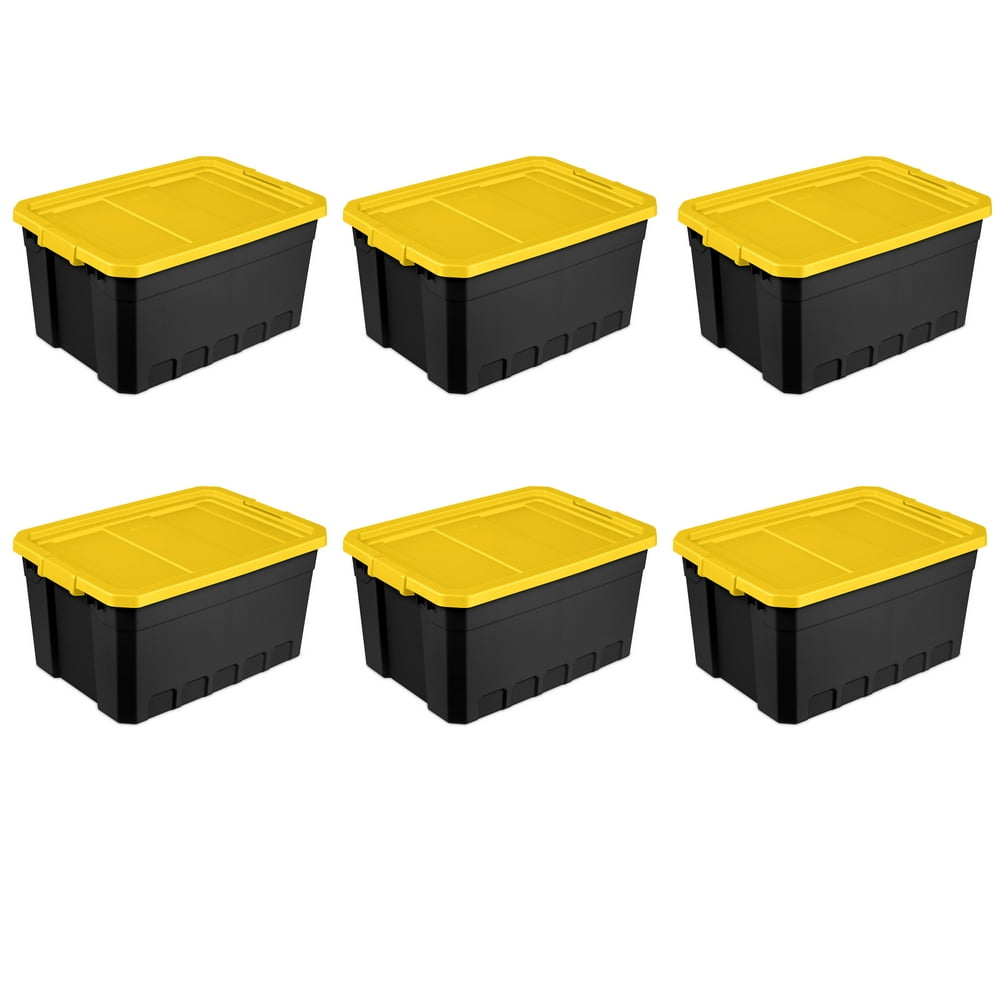 Sterilite Plastic 19 Gallon Stacker Tote Yellow Lily Set of 6 Walmart