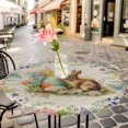thumbnail image 4 of Easter Bunny Fitted Tablecloth with Elastic Edged, Round Table Cloth for Dining Table, Spring Floral Blossom Easter Eggs Burlap Waterproof Oil Proof Table Cover for Indoor Outdoor 36"-44", 4 of 8