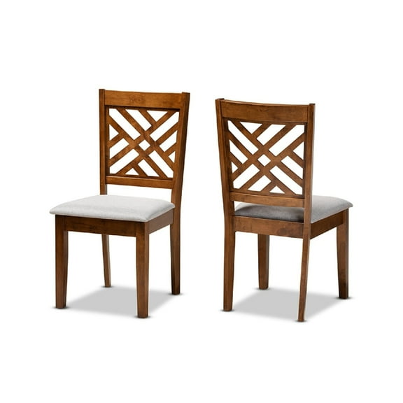 Baxton Studio Caron Modern and Contemporary Grey Fabric Upholstered and Walnut Brown Finished Wood 2-Piece Dining Chair