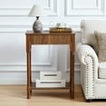 thumbnail image 6 of Wirrytor Fluted Nightstand with Charging Station, Retro Narrow Side Table with Drawer and Shelf, Space Saving End Table for Bedroom and Living Room, Walnut, 6 of 7