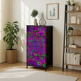 thumbnail image 7 of Boho Dresser for Bedroom with 4 Storage Drawers Wave Colorful Neon Proton Marble Chaos Purple Green Plastic Pink Dressers Chest of Drawers Steel Framed Fabric Closet Organizers for Entryway, 7 of 7