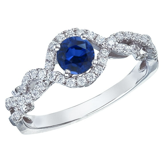 14k White Gold Sapphire and Diamond Braid Ring