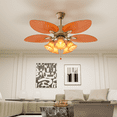 thumbnail image 4 of mollie 51" Ceiling Fan with Remote Control, 6 Wind Speed, Timer, Tropical Indoor and Outdoor Reversible Ceiling Fan without Light Bulbs for Patio Bedroom, Gold, 4 of 11