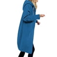 thumbnail image 2 of BiZtdJrK Women's Long Hoodies Tunic Winter Sherpa Lined Fleece Thermal Sweatshirts Casual Zip up Hooded Jackets Fall Long Coats with Pockets Today Sales Blue S, 2 of 8