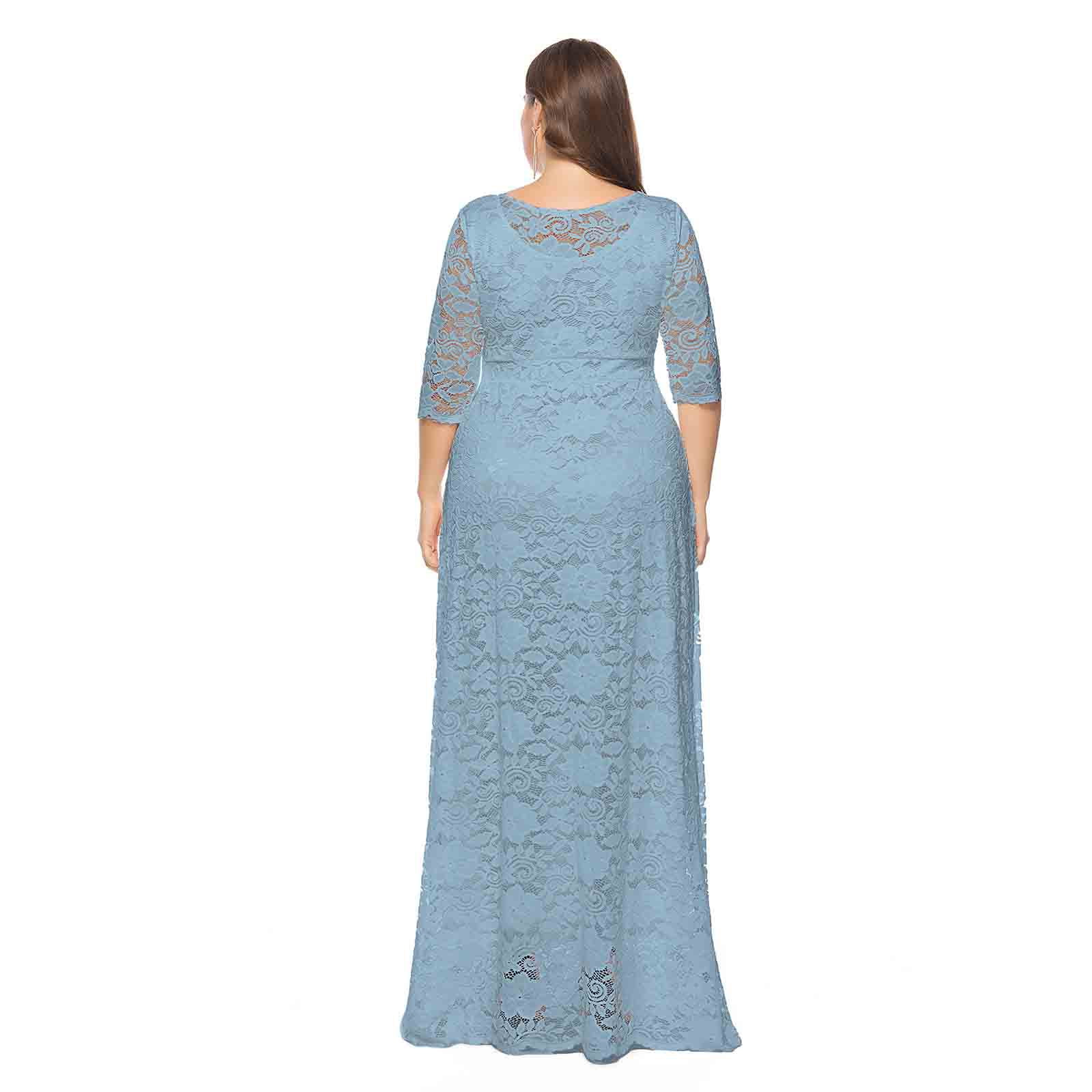 lcziwo Plus Size Maxi Dress for Women Wedding Guest 3/4 Sleeve