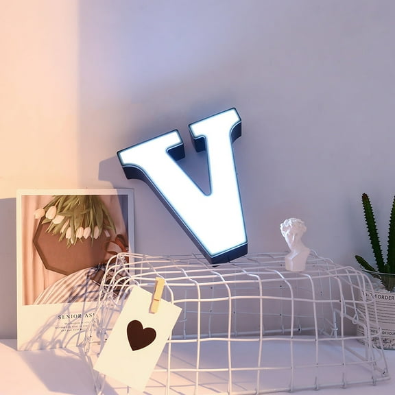 FELTECHELECTR Letters Lamp Alphabet V LED White Wall Hanging Decor Daily Home Use 1Pcs