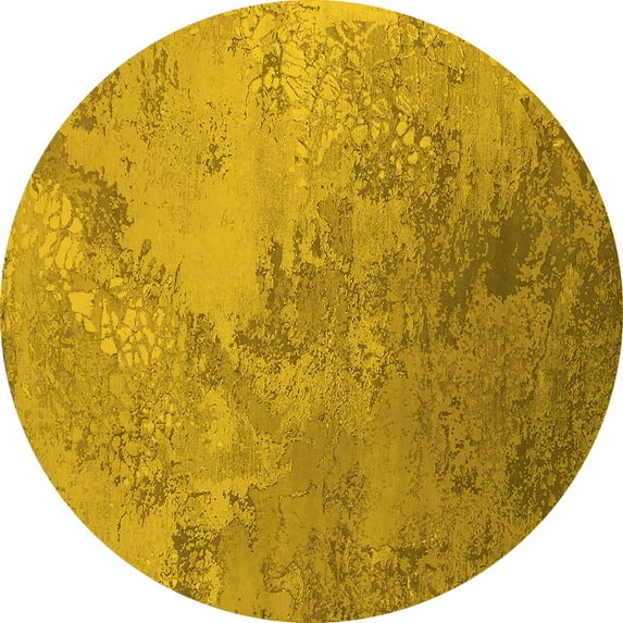 Ahgly Company Indoor Round Oriental Yellow Industrial Area Rugs, 8' Round
