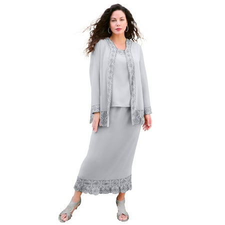 Roaman's Women's Plus Size Beaded Skirt Set