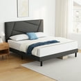 thumbnail image 2 of Full Bed Frame,Telino Full Size Platform Bed With Fabric Upholstered Headboard, Grey, 2 of 6