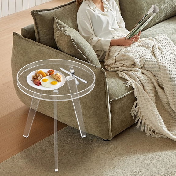 Acrylic Side Table, Clear Side Table, Round Acrylic Side Table