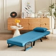 thumbnail image 4 of Convertible Chair Bed Sleeper for Adults, 5 in 1 Folding Chair Bed with 5-Position Adjustable Backrest & Pillow, Comfy Single Futon Sofa Bed for Small Spaces, Apartment, Office (Blue), 4 of 11