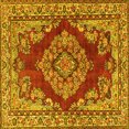 thumbnail image 1 of Ahgly Company Machine Washable Indoor Square Medallion Yellow Traditional Area Rugs, 6' Square, 1 of 4