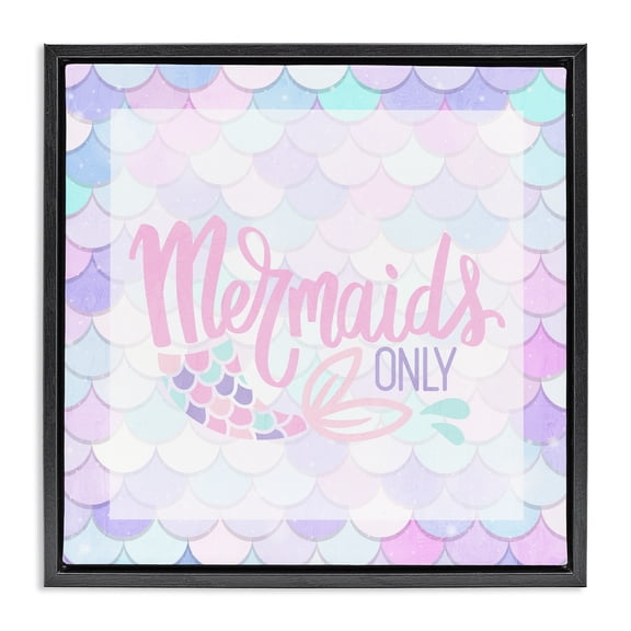 Pastel Mermaids Only Black Framed Floater Canvas Wall Art, design by Kim Allen