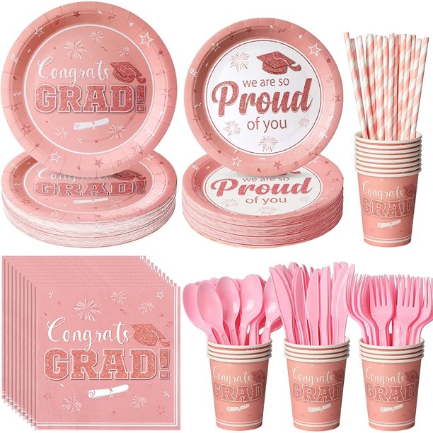 Pink Graduation Party Supplies Set Congrats Grad 2023 Disposable