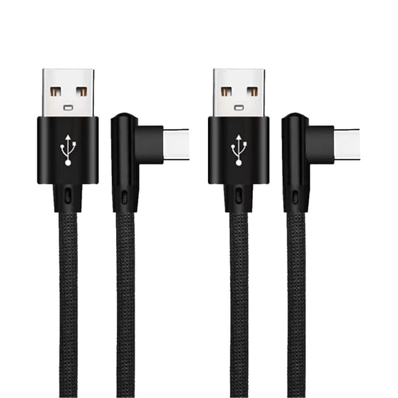 GJX 2-Pack 5ft USB C Cable, 90 Degree Elbow Fast Charging Cord, Braided Type C Charger with Reinforced Tail, Compatible with iPhone, iPad, and Android Devices