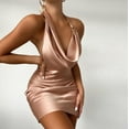 thumbnail image 7 of IROINNID Sales Party Dresses for Women Holiday Night Sexy Summer Sexy Hanging Neck Personalized Dress Mini Dress,Brown, 7 of 7