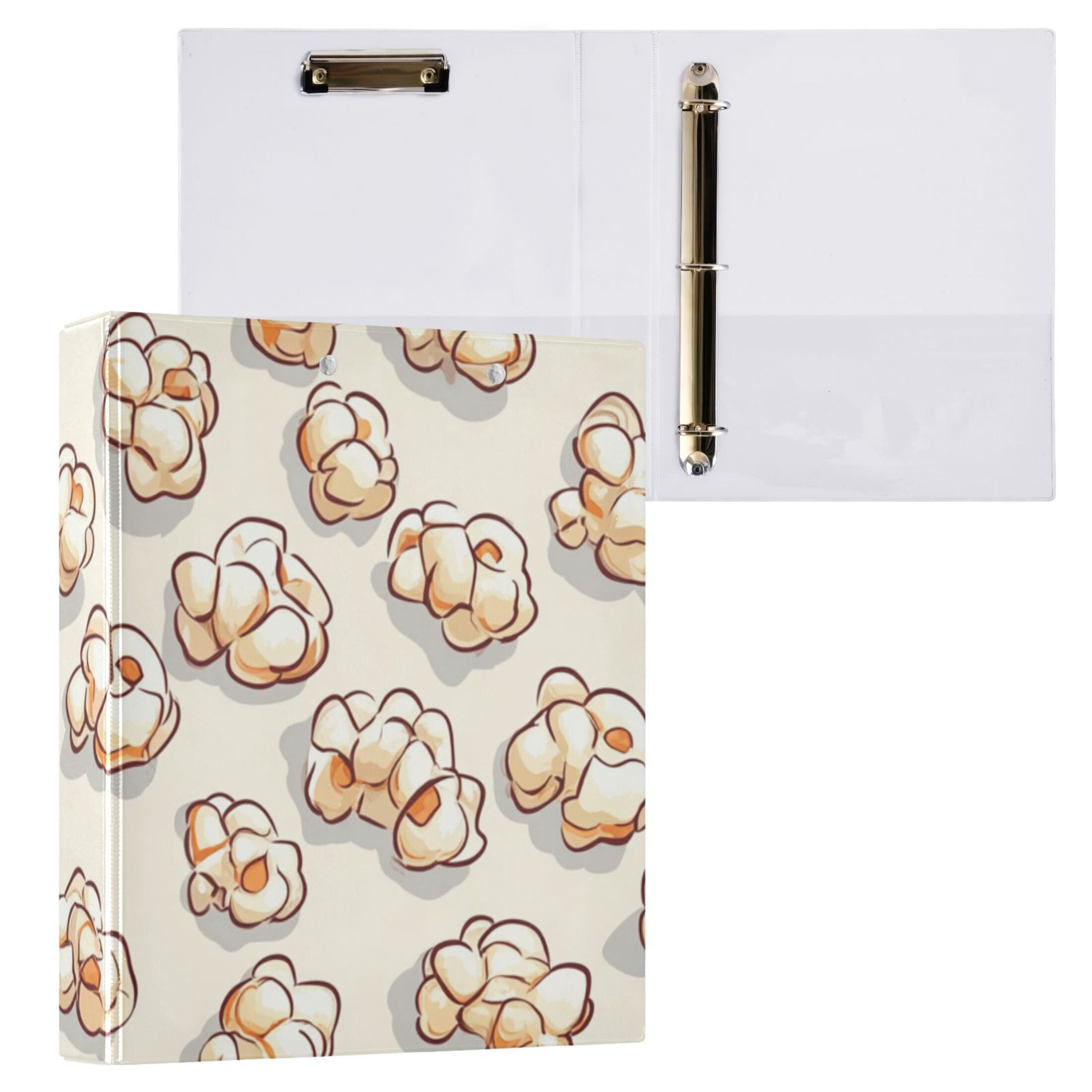 Many Popcorns 3 Ring Binders 1.5 inch Hardcover File Folders with Interior Pockets A4 Size Organizer for School Office Hospital