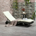thumbnail image 2 of Outsunny Chaise Longue en Osier avec Coussin et Roues pour Patio - Ensemble de 1, Crème, 2 of 10