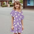 thumbnail image 5 of Abcomgle Girls 2 Piece Outfits 4-16 Candy Graphic Ruffle Sleeve Shirts and Elastic Waist Shorts Cute Casual Girls Shorts Set 4-5 Years,Light Purple, 5 of 5