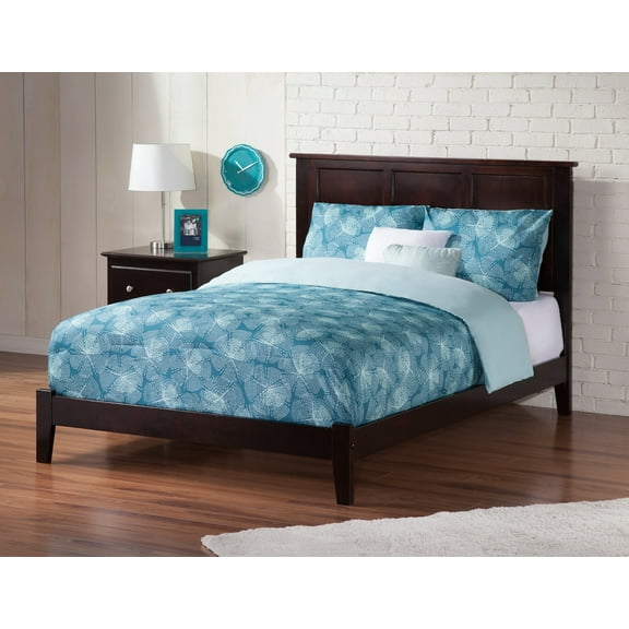 AFI Madison Full Solid Wood Foundation Bed with Panel Headboard, Espresso