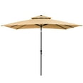 thumbnail image 3 of Pellebant 10 x 6.5 ft Patio Outdoor Umbrella Rectangular Double Top Market Umbrella in Tan, 3 of 11