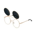 thumbnail image 3 of J&L glasses Lunettes de Soleil Rétro Flip-Up Rondes Seampunk (Doré, Noir, Transparent), 3 of 4