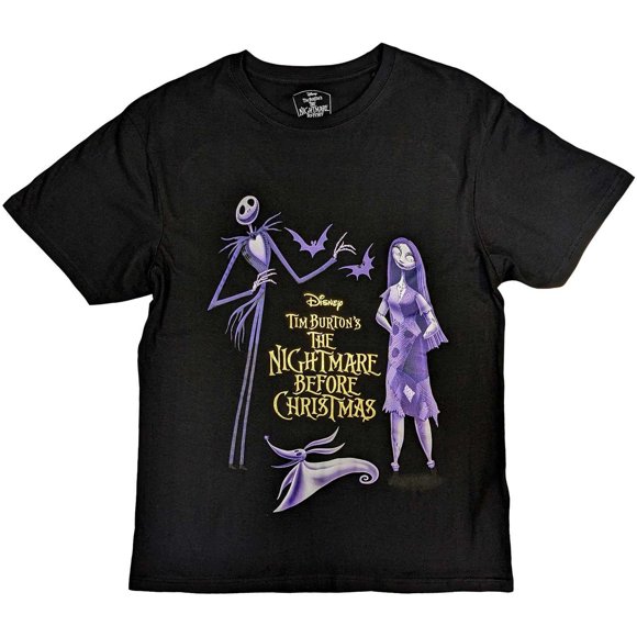 Nightmare Before Christmas Adult Jack and Sally Characters Cotton Embellished T-Shirt