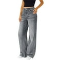 thumbnail image 4 of Womens Straight Leg Jeans High Waisted Wide Loose Boyfriend Fit Stretch Denim Tummy Control with Pockets, 4 of 7
