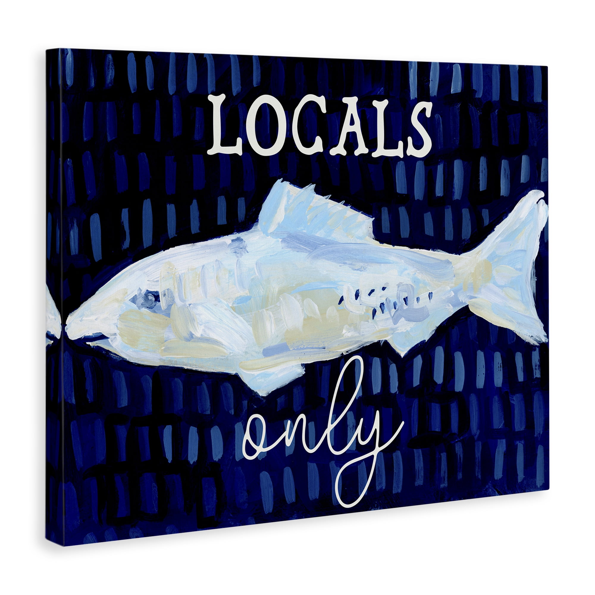 Stupell Industries Locals Only with Fish Animals & Insects Painting Gallery Wrapped Canvas Art Print Wall Art, 20 x 16