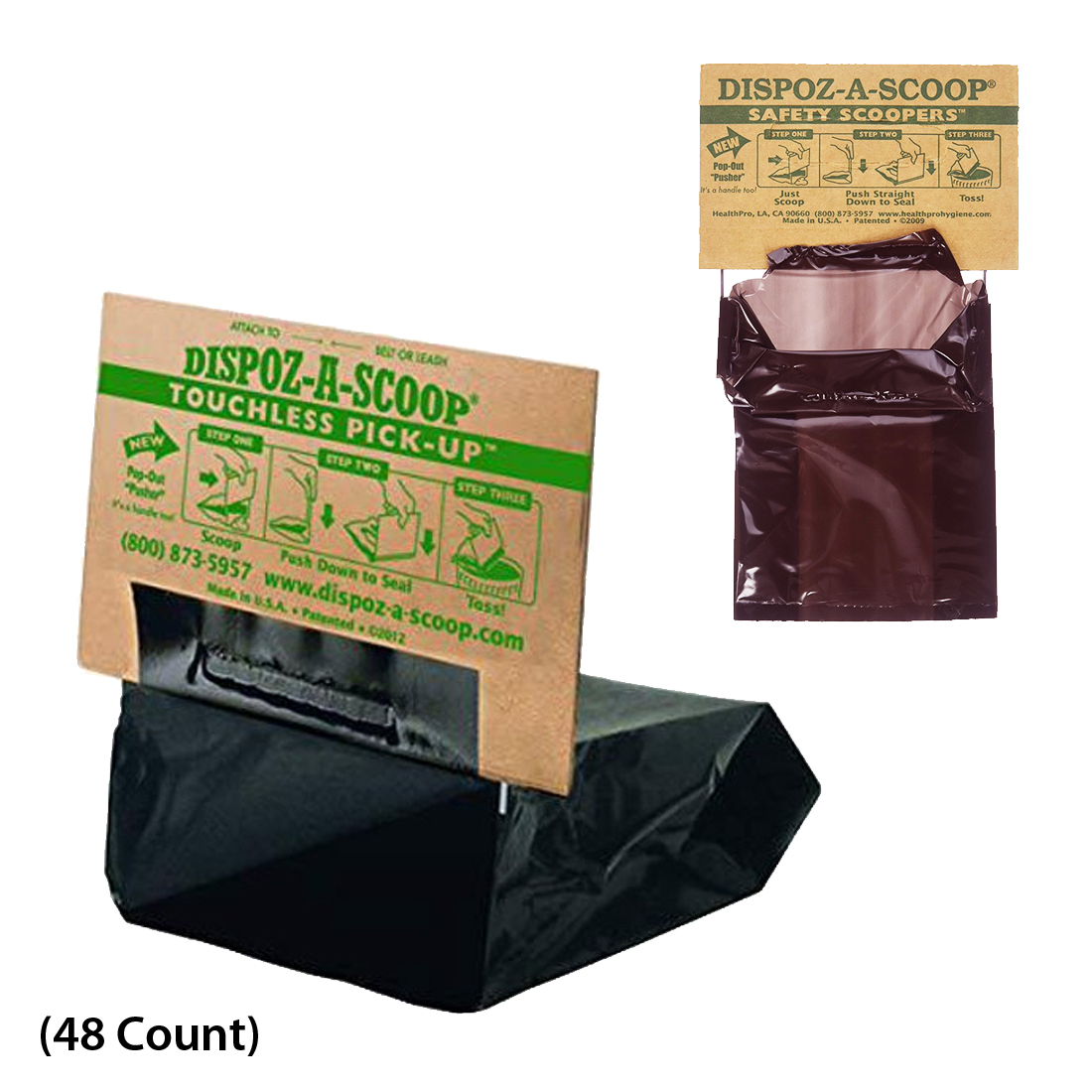 ASOTV -Dispoz-a-Scoop Bags Pet Litter Self-Sealing Odor-Free Airtight for Dogs/Cat - Black 48 Count