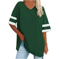 thumbnail image 2 of Summer Xqxayjr Short Sleeve Basic T Shirts for Womens Summer Tops Under $5 Dressy Casual Oversized Striped T Shirt Color Block Crew Neck Business Work Tunics Graduation Gifts, 2 of 5