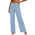 thumbnail image 5 of VBVC Women's High Waist Cotton-Linen Capri Pants,Wide Leg Cropped Trousers For Women,Ladies Summer Lightweight Beach Lounge Sweatpants with Pockets,Light Blue,S-2XL, 5 of 8