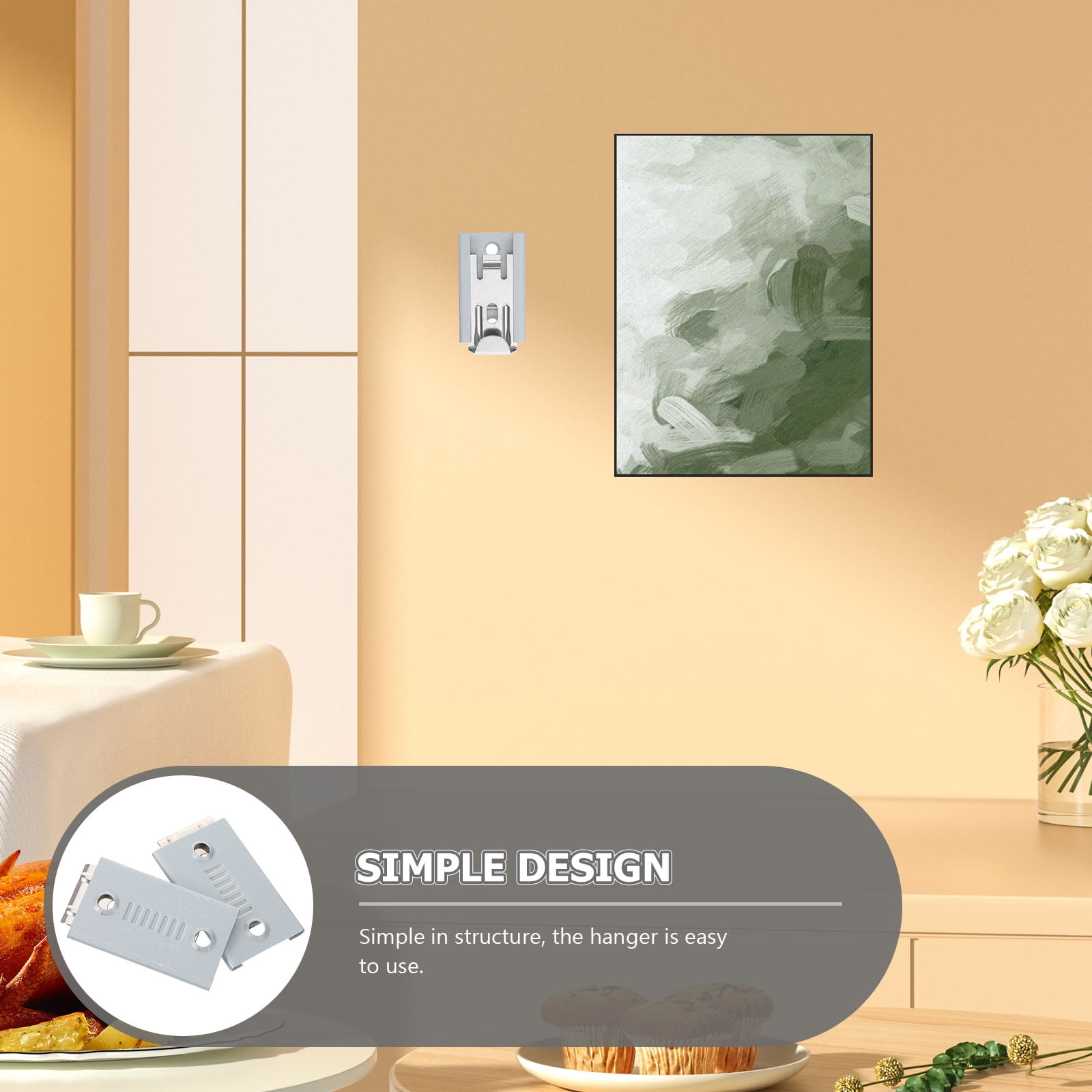 KAKOWELY 4Pcs Wall Mounted Hanging Hooks Picture Hangers 2.00X1.18X0.47in Stainless Steel for Indoor Use