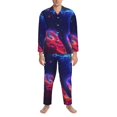 thumbnail image 3 of Uemuo Cosmic Cat Psychedelic Journey Pattern 2-Piece Loungewear Set - Men’s Soft Sleepwear, Cozy Winter PJs, Comfy Sleep Set-Small, 3 of 7
