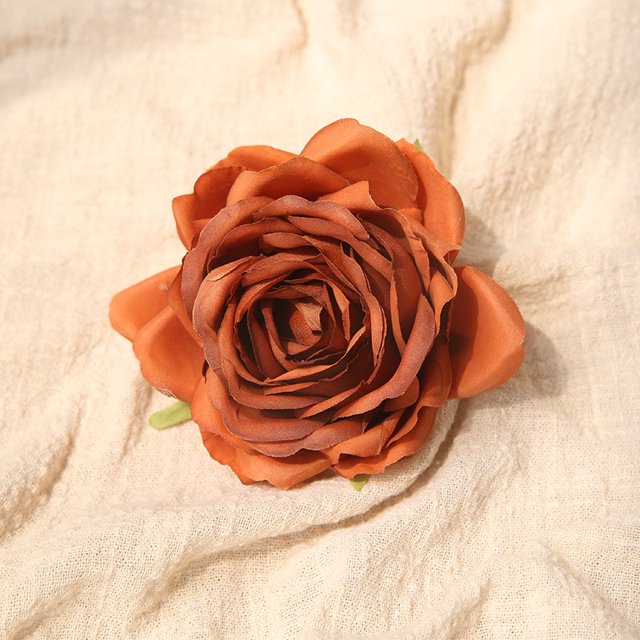 Cabeza de flor de rosa de tela de seda, flor artificial, flor artificial, decoración del hogar para bodas, disfraces