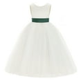 thumbnail image 2 of Ekidsbridal Ivory V-Back Satin Flower Girl Dresses with Pretty Colored Sash for Toddlers Formal Photoshoot Birthday Party Gown 219T 6, 2 of 3