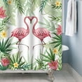 thumbnail image 2 of Tropical Flamingo Shower Curtain Pink Bird Bathroom Curtain Modern Green Leaf Flower Floral Plant Animals Shower Curtain Set with Hooks for Bathroom, 72" Wx72 L, Pink Green, 2 of 6