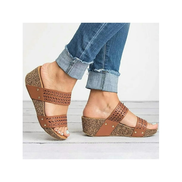 Avamo Ladies Block Heeled Sandals Ankle Strap High Heels Chunky