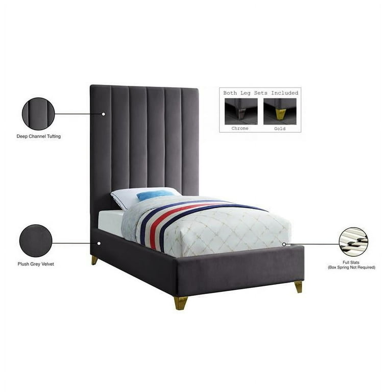Meridian Furniture Via Velvet Twin Bed Meridian Furniture Via Velvet Twin Bed