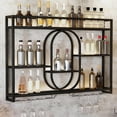 thumbnail image 3 of Botellero de Pared Industrial, Estante de Vino Decorativo con Portavasos para Copas, Estantes de Hierro de 3 Niveles, Estante para Vino, para Copas de Vino para Co(Size:39.4"x 5.9"x 31.5",Color:Negro), 3 of 4