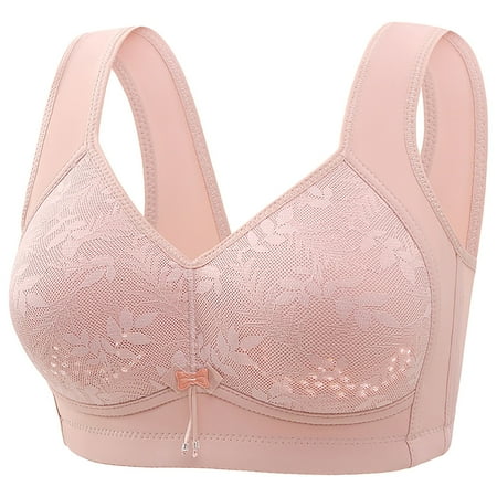 Bigersell Cotton Bras for Women Upgrade Women s Senior Elder Women Comfortable Soft Thin Printed Underwear Plus Size Underwear Bra Shoulder Straps Balconette Bra Style F-778 Pinks 42