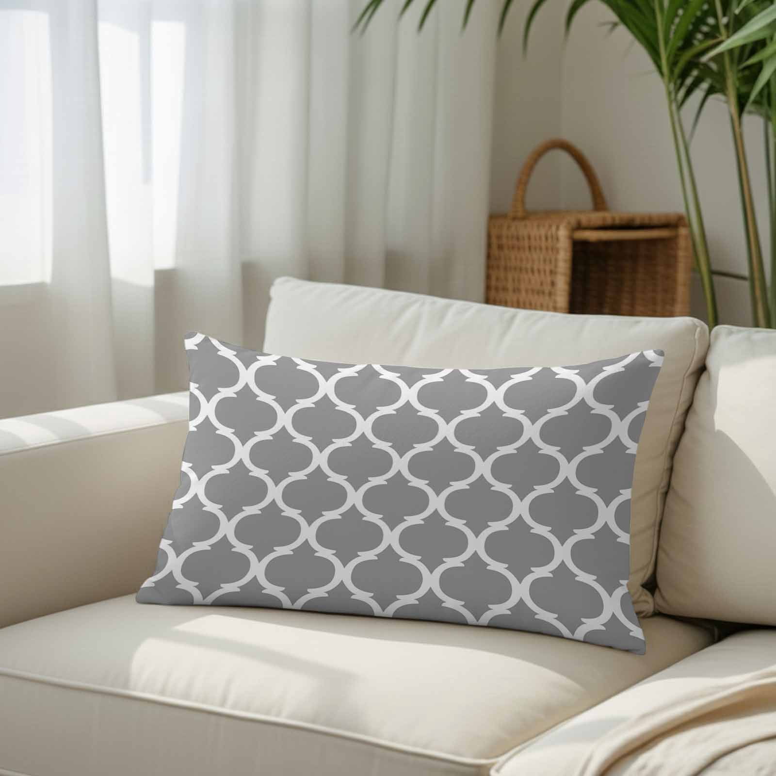 Grey Morocco Plaid, Body Pillow Cover, Pillowcase Protectors with Zipper, Breathable Decorative Throw Pillow Case Cover, Abstract Pillow Shams for Couch Sofa 24x36Inch