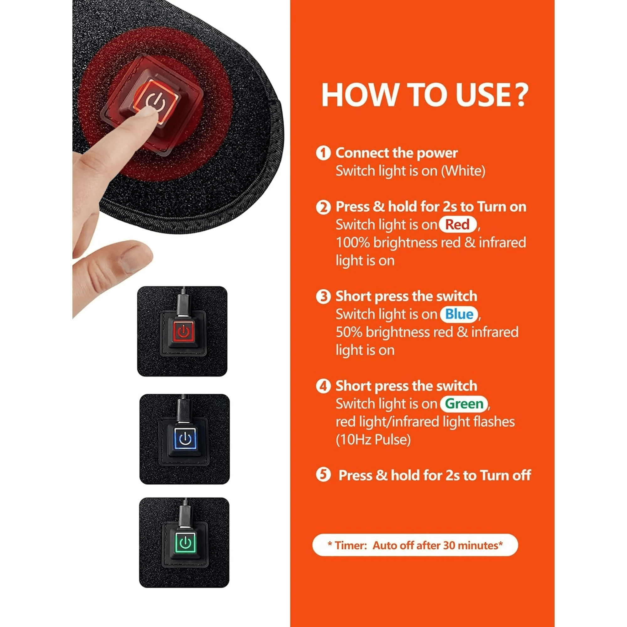 Red & Infrared Light Wrist Band, Flexible Support Wrap for Hands and Wrists
