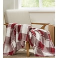 thumbnail image 3 of Brooklyn Loom Dusted Plaid 100% Microfiber Polyester  50x70 Throw Blanket in Burgundy, All Season, Adult Size, OEKO-TEX Certified, 3 of 10