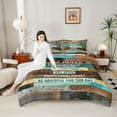 thumbnail image 4 of Homewish Old Barn Door Bedding Comforter Set, Brown Teal Farmhouse Twin Comforter Sets, Western Rustic Theme Reversible Bedding Set, Ultra Soft Bedroom Decor, 2-Piece, 4 of 8