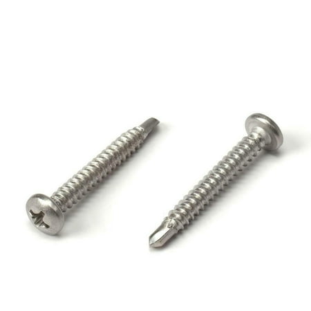 

#8 x 1-1/2 Phillips Pan Head Self-Drilling Sheet Metal Screws 410 SST 50 pcs