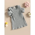 thumbnail image 4 of xiaxaixu Kid Shirts, Manches Courtes Col Rond Tricot Rue Partie Occasionnel Découper Printemps Été Tops pour les Filles, 4 of 8