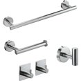 thumbnail image 1 of Juego de Accesorios para Baño 5 Piezas, Toallero de Acero Inoxidable 304, Portarrollos, Gancho para Albornoz, 2 Ganchos Autoadhesivos para Toallas, Acabado Cromado, 1 of 7