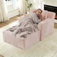 thumbnail image 4 of FFH 65.4" Chaise Lounge Indoor, Modern Corduroy Fabric Indoor Lounge Chair, Sleeper Sofa for Living Room, Small Space, Pink, 4 of 10